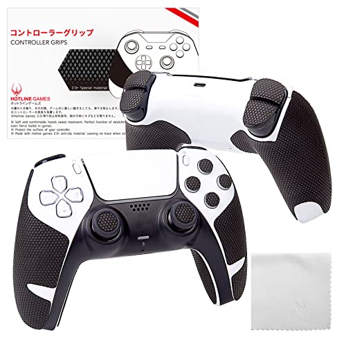 Hotline Games Controller Grip for PS5 Controller Grips Tape Playstation 5 DualSense Controllers Skin (Handle Grips+Buttons+Triggers (20PCS), Black)