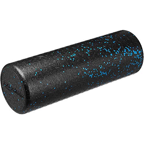 Amazon Basics High-Density Round Foam Roller for Exercise, Massage, Muscle Recovery - 18-inch, Blue Speckled