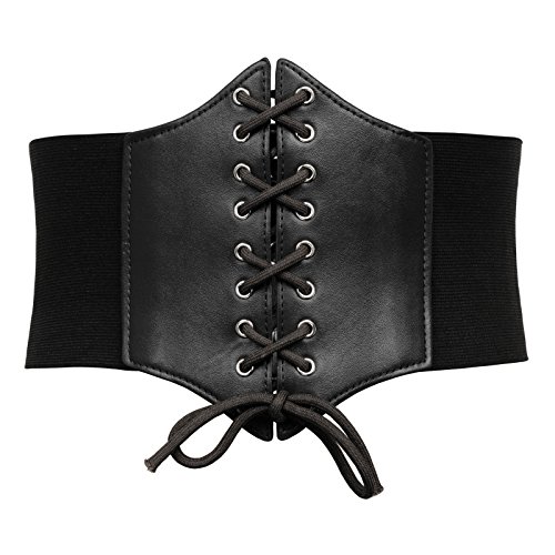 GRACE KARIN Faux Leather Steampunk Sexy Underbust Waist Belt Corset(XL,Black 499)