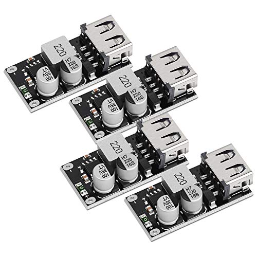 USB Buck Converter, DROK 4pcs DC-DC Step Down Module 6-32V 12V 24V to 5V QC 3.0 Charging Module Power Supply Voltage Regulator Volt Transformer Board