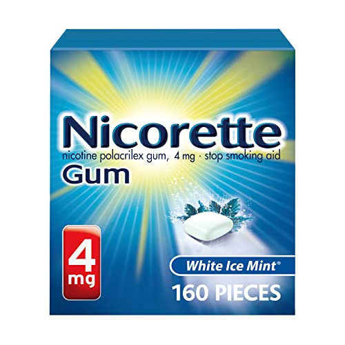Nicorette 4mg Nicotine Gum to Quit Smoking - White Ice Mint Flavored Stop Smoking Aid, 160 Count