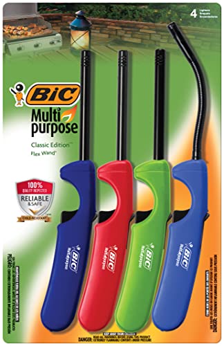 BiC Multi-Purpose Lighter - 4 Lighter Value Pack with 1 Flexible Wand and 3 Fixed Wand