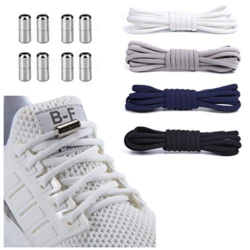 Booyckiy [4 Pairs No Tie Elastic Shoe laces - Tieless Shoelaces for Kids, Adults and Elderly, One Size Fits All