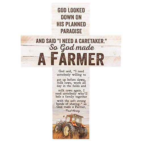 P. Graham Dunn So God Made a Farmer Tractor Rustic 20 x 14 Wood Wall Art Cross Plaque
