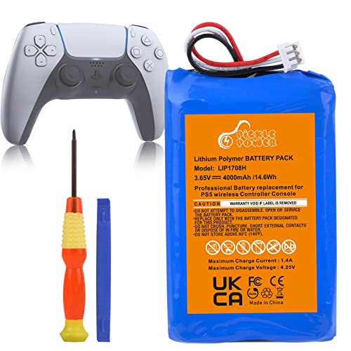 Pickle Power PS5 Controller Battery, 4000mAh Upgraded LIP1708 Battery Replacement for Sony PS5 Playstation 5 DualSense CFI-ZCT1W Wireless Controller