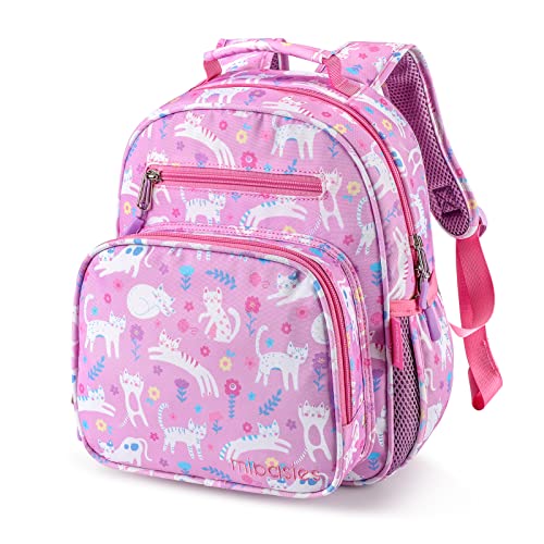 mibasies Toddler Backpack for Girls and Boys 2-4, Preschool Kindergarten Backpack, Cute Kids Backpacks for Girls（Flower Cat）