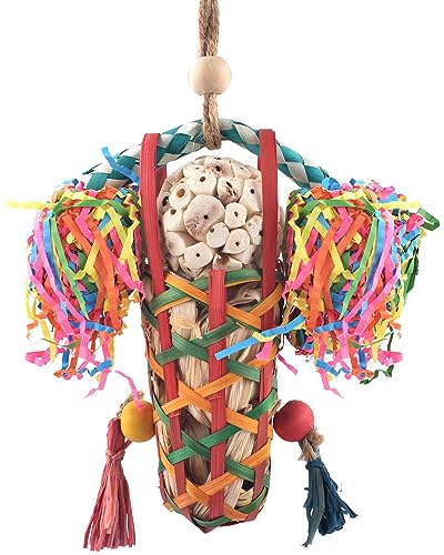 KATUMO Bird Toys Colorful Shredding Crinkles Natural Foraging Sola for Conures Cockatiels Parakeets Lovebirds and Other Similar Birds