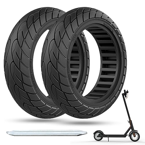 Cooryda 10x2.125 Solid Tire,10 inch Solid Rubber Tires 10x2.125 Solid Electric Scooter Tire Tubeless Front or Rear Replacement Solid Rubber Wheels for Electric Scooter 2pc Black