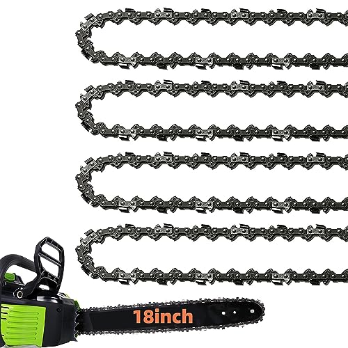 4 Packs 18 Inch Chainsaw Chain 62 Drive Links .050' Gauge, 3/8' Pitch, 18' Replacement Chain Low-Kickback Chainsaw Chains Compatible with Husqvarna, Echo, Poulan, Craftsman and more