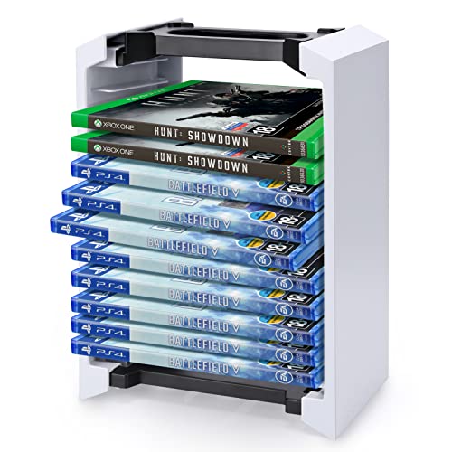 Lybile Game Storage Tower, Multifunctional Game Disk Rack, Game Holder Rack Up to Storage 12 Disks, Video Game Storage Compatible with PS5/PS4 /XboxOne/Nintendo Switch/Xbox Series