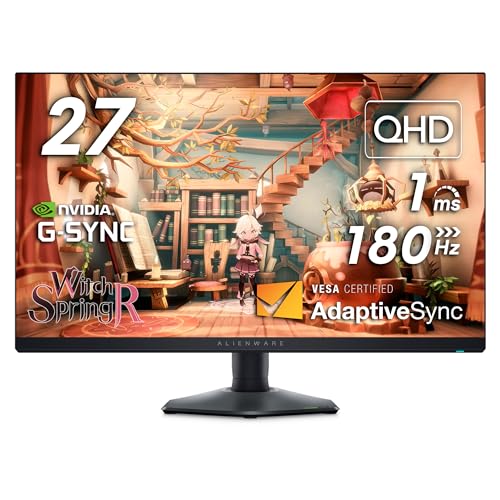 Alienware AW2724DM Gaming Monitor - 27' QHD 180Hz w Overclock, AMD FreeSync Premium Pro, NVIDIA G-SYNC, VESA Display - Black,Black/Silver