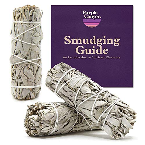 PURPLE CANYON White Sage Bundles - 3 Pack - Sage Smudge Stick for Home Cleansing Incense Healing Meditation and California Smudge Sticks Rituals - 4 Inch