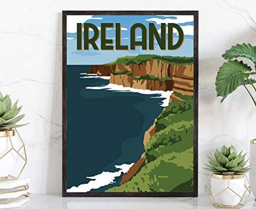 Ireland, Retro Style Travel Poster, Vintage Rustic Poster Print, Home Office Wall Decoration, Ireland Country Map Poster - 12 * 18 Inches