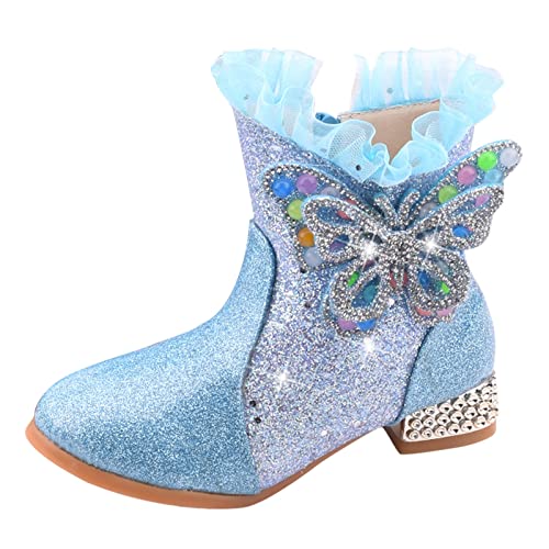 FAMOORE Girl Boots 3 Kid Shoes Short Boots Girls Princess Boots Children Boots Princess Shoes Girl Snow Boots Size 2 (Blue, 13.5 Little Child) St. Patrick's Day