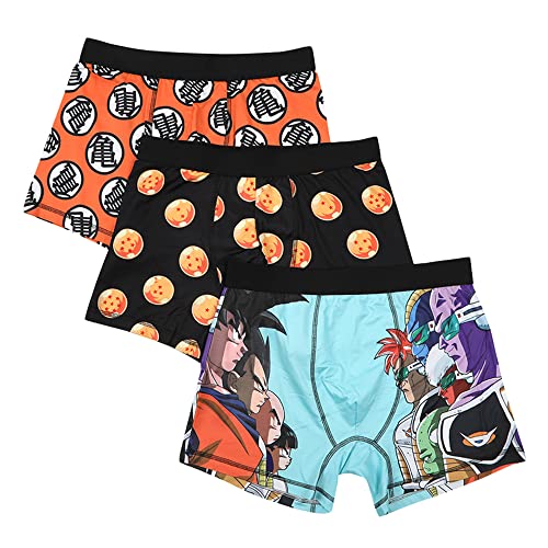 Dragon Ball Z Anime Cartoon Mens 3-Pack Boxer Briefs Set-M Black