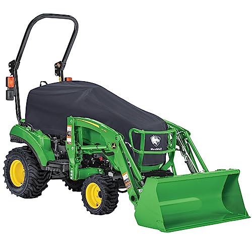 WardWolf Tractor Cover Waterproof Heavy Duty 900D Compact Utility Tractor Cowling Cover Compatible with Kubota, John Deere, Mahindra, Bobcat(Black)