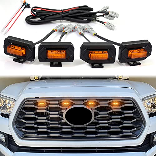 Upgraded Seven Sparta Grill LED Lights 4 PCS Compatible with Toyota Tacoma 2020-2023 OEM of Off Road & Sport/Aftermarket Replacement Grille Light Two Fuse For Car
