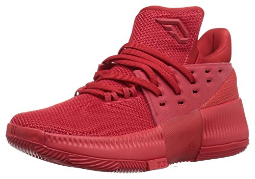 adidas Performance Boys D Lillard 3 J Shoe, Scarlet/Light Scarlet/Light Scarlet, 5 M US Big Kid