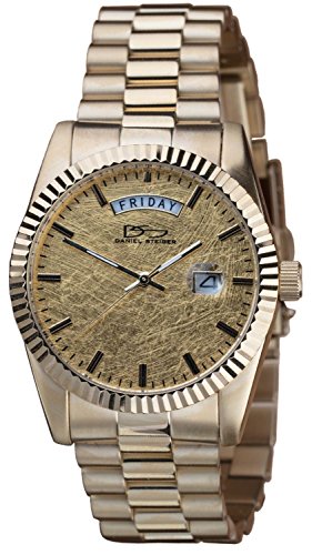 Daniel Steiger 24K Gold Leaf Men's Watch - 24K Gold Foil Dial - Gold Finish Stainless Steel Case & Band - Day & Date Quartz Movement