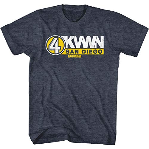 Anchorman Movie KVWN Channel 4 News San Diego Adult Short Sleeve T-Shirt Graphic Tee Navy