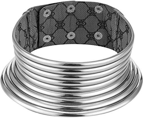 Aijian African Jewelry Statement Chokers Egypt Gold Tone Choker Chunky Leather Collar Necklace/African Choker Punk Necklace Gothic (b-Silver)