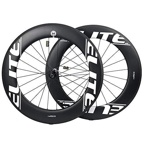 ELITEWHEELS Carbon Wheels 700c Clincher Carbon 88mm Wheelset Road Bike Rim Brake Aero Wheel Set 25mm Tubeless Compatible Clincher