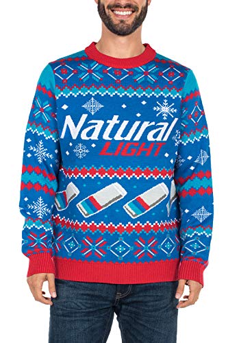 Tipsy Elves Men's Natural Light Ugly Christmas Sweater - Natty Light Xmas Sweater: XX-Large Blue