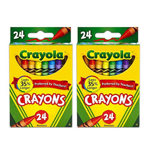 Crayola 24 Count Box of Crayons Non-Toxic Color Coloring School Supplies (2 Packs)
