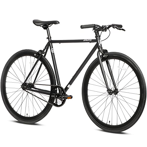 AVASTA Single-Speed Fixed Gear Urban Commuter Bike for Women and Men,Light weihgt Unisex Fixie Bike,Flat Handlebar and Flip Flop Hub City Road Bike,50 Black