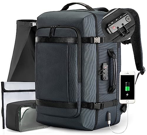 VGOAL Carry on Backpack,40L Expandable Travel Backpacks Weekender Overnight Luggage Bag Extra Large Backpack Fit up to 17.3' Laptop (Blue(flight Approved), 45L Expandable With 3 CUBES)