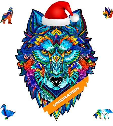 UNIDRAGON Wooden Jigsaw Puzzles Majestic Wolf 185 Pieces M