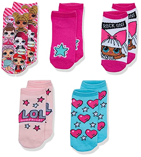 L.O.L. Surprise! girls Lol Surprise! 5 Pack Shorty Socks, Assorted Pink, Shoe Size 3-8 US