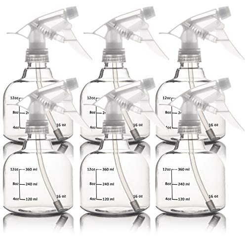 Youngever 6 Pack 16 Ounce Empty Plastic Spray Bottles, Spray Bottles for Hair and Cleaning Solutions (White)