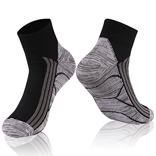RANDY SUN Waterproof Hiking Socks, Unisex Trail Running Canyoneering Field Sport Skiing Breathable Socks(1 Pair Ankle Black M)