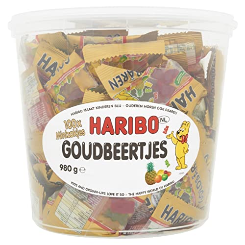 Haribo Gold Bears / Goldbären, 100 Mini Bags, 980g Tub