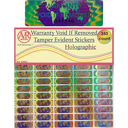350 Hologram Tamper Evident, Tamper Proof Stickers. Warranty Void If Removed. Individual Serial Numbers. Tamper Foil Tape Labels. Destroyed Upon Removal with Residual Text Left on Item. (350 Sticker)