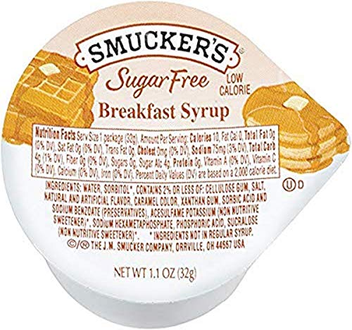 Smucker's Sugar Free Breakfast Syrup, 1.1 oz Plastic Portion Control Cup, 100 Count Case