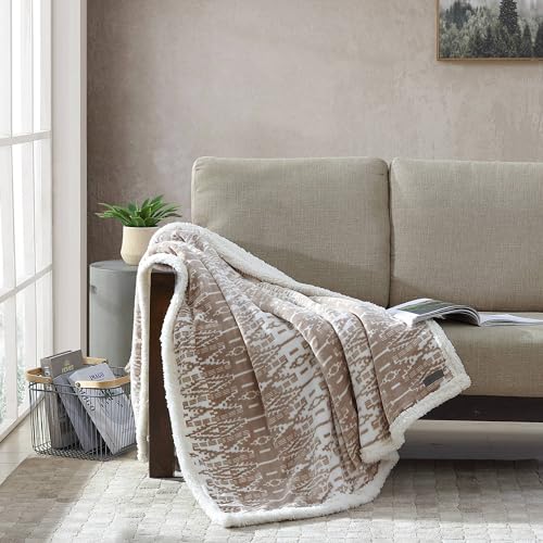 Eddie Bauer - Throw Blanket, Reversible Sherpa Fleece Bedding, Home Decor for All Seasons (San Juan Oyster, Throw)