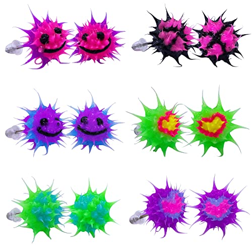 6 Pairs Y2K Earrings Set for Women, Cute Funky Glow in the Dark Silicone Kawaii Earrings for Teens, Smiley Face Earring Sets for Teen Girls, Kidcore Alt Girl Aesthetic Jewelry Accessories