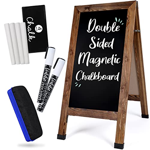 Loddie Doddie Extra Large 40x20 A-Frame Magnetic Chalkboard Easel with Chalk Markers and Accessories, Double Sided Free Standing Chalkboard, A Sandwich Board for Restaurants, Weddings and More