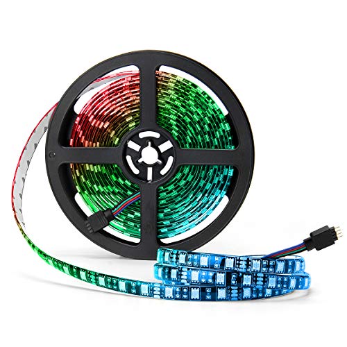 SUPERNIGHT LED Strip Lights, 16.4FT 5M SMD 5050 Waterproof 300LEDs RGB Color Changing Flexible LED Light Strip for Bedroom, TV Back Lighting, Christmas, Valentine's Day (Black PCB)