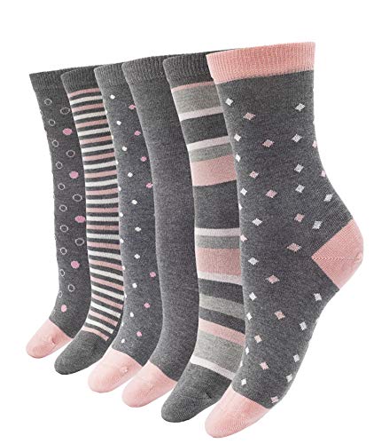 1SOCK2SOCK - Women's 6 Pack Bamboo Blend Medium Crew Socks - Super Soft Fashionable and Casual Socks in Colorful Patterns, Multicolored, US Women’s 6-10