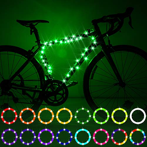 Waybelive LED Bike Frame Lights, Remote Control Bicycle Frame LED Light, 16 Color Change by Yourself, Waterproof, Super Bright to Ride at Night. Good Gift for Kids(1 Tire, Multicolor)