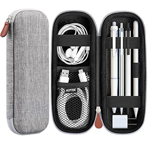 AGPTEK Case Holder for Apple Pencil, Slim Carrying Case Pouch Cover Compatible with Apple Pen Accessories, USB Cable, Earphone, Samsung Stylus iPad Pro Pen/Pencil, Recording Pen, Gray