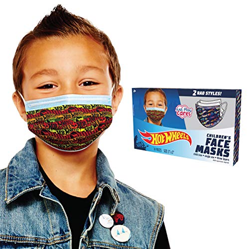 MASKS Children’s Single Use Face, Hot Wheels, 14 Count, Small, Ages 2-7, Kids Toys for Ages 2 Up by Just Play