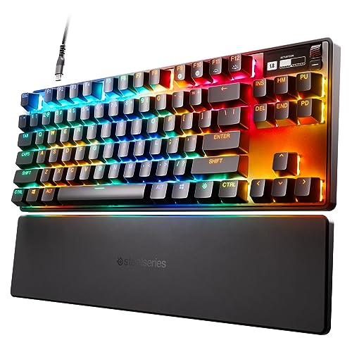 SteelSeries Apex Pro TKL HyperMagnetic Gaming Keyboard - Adjustable Actuation - Esports Tenkeyless - OLED Screen - RGB - PBT Keycaps - USB-C - 2023 Edition,Black