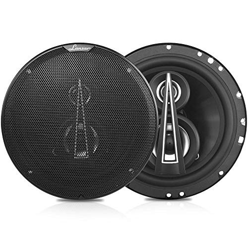 Lanzar Upgraded Standard 6.5' 3 Way Triaxial Speakers - Full Range Sound w/ 200 Watts and 4 Ohms Impedance 2” Titanium Cone Midrange 65 - 20 kHz Frequency Response and 15 Oz Magnet Structure - MX63