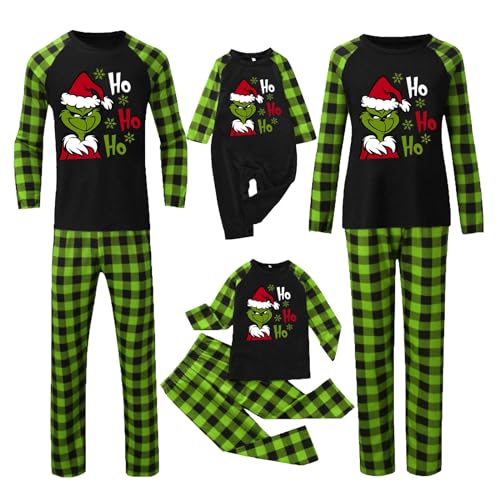 KEERADS Family Matching Christmas Pajamas Set Holiday Santa Claus Reindeer Sleepwear Xmas PJS Set Funny Grin_ch Sleepwear（C- Red，Women，Large）