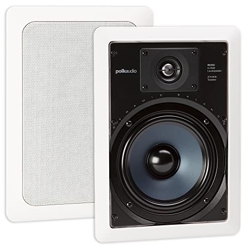 Polk Audio RC65i 2-Way Premium in-Wall 6.5' Speakers, Pair of 2 Perfect for Damp and Humid Indoor/Outdoor Placement - Bath, Kitchen, Covered Porches (White, Paintable-Grille)