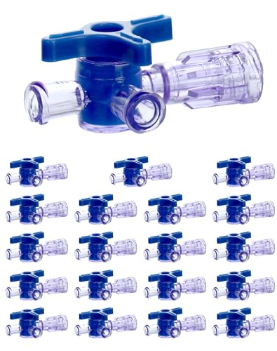 QWORK 3-Way Stopcocks with Luer Connection, Medical Injection Stopcock, Sterile, 20 Pack